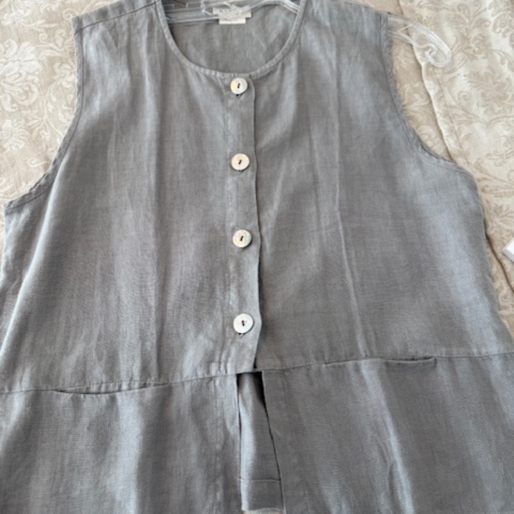 Kleen gray linen vest women's L